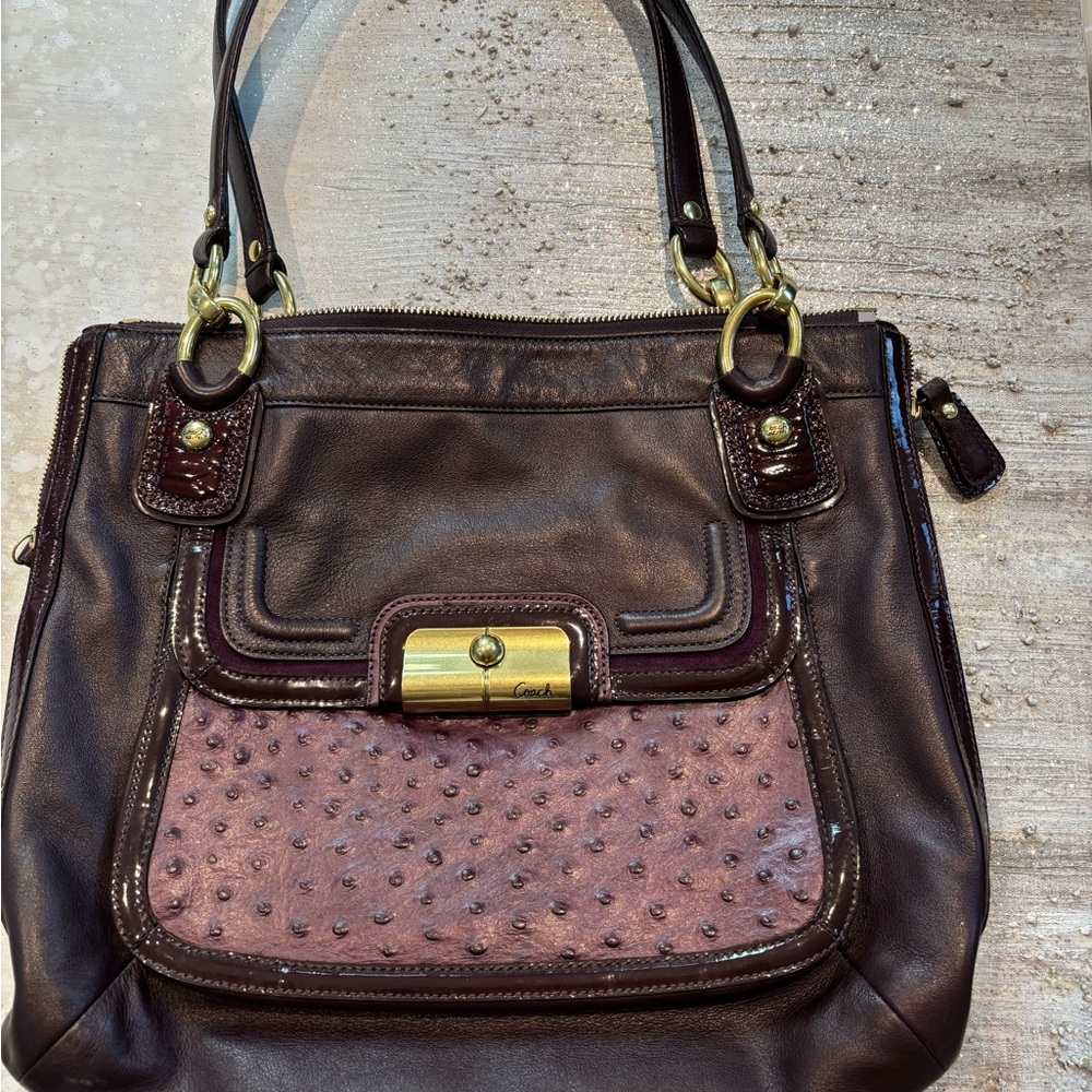 Coach Dark Burgandy and Gold hardware Shoulder Bag
